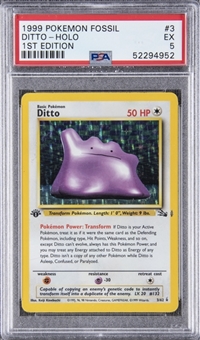 1999 Pokemon Game Fossil 1st Edition Ditto - PSA EX 5